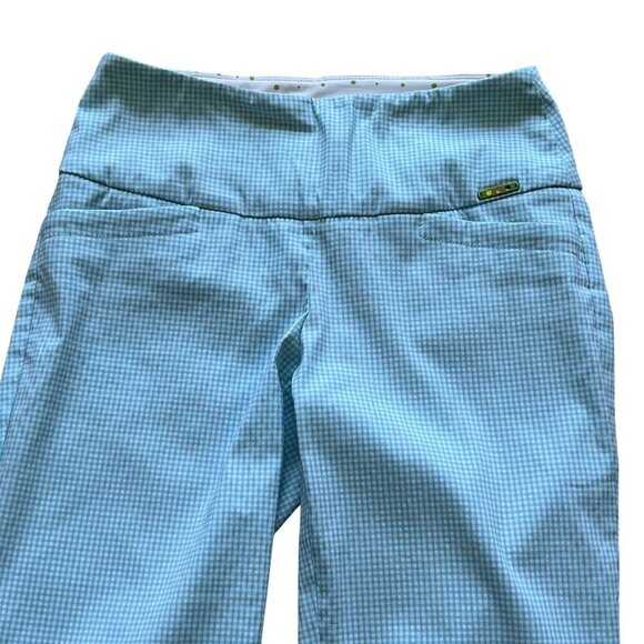 Swing Control Women 4 Gingham Pants Blue White Golf Preppy Made In Canada Office - Picture 4 of 15